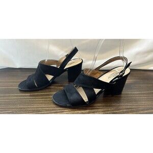 Seychelles Black Suede Block Heel Strappy Heels Women's SIZE 7.5‎